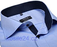 Na obrázku je jedna z nejvíce populárních košile Eterna - modrá košile s kontrastními vnitřním límcem